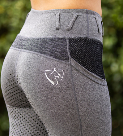 BARE Performance Riding Tights - Grey Active Black