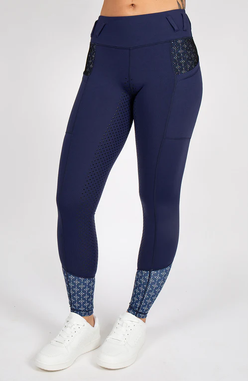 Bare Equestrian Adult Performance Tights - Navy Nomad