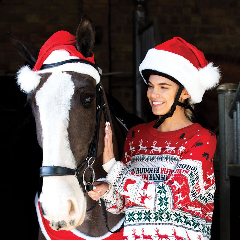 Equetech Red Santa Hat Horse Bonnet