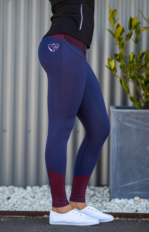 Bare Equestrian Youth Performance Tights - Navy