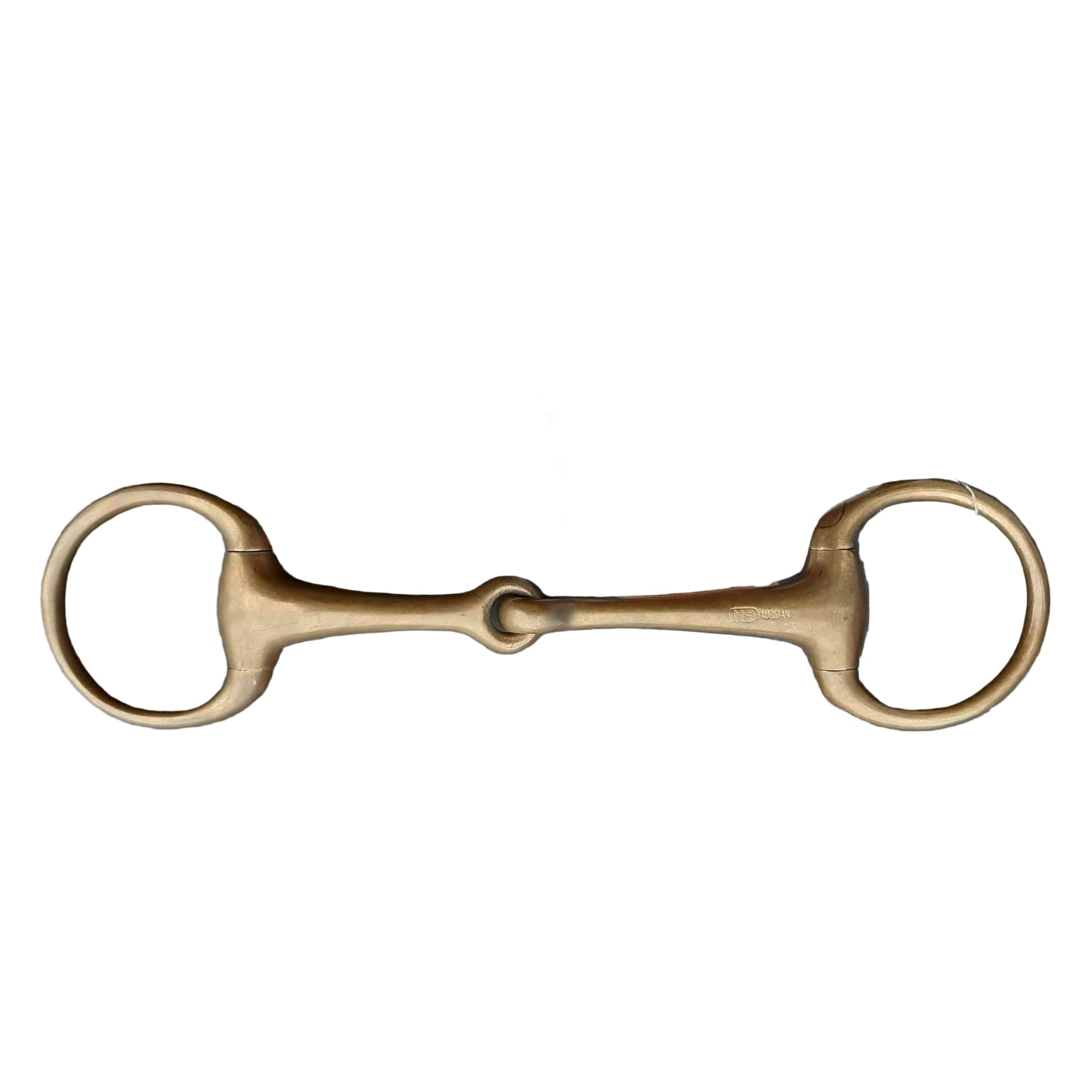 A bronze-colored Sprenger Aurigan Eggbutt Bradoon horse bit with small rings