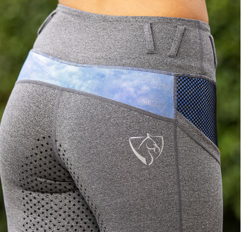BARE Performance Riding Tights - Grey Periwinkle Splash