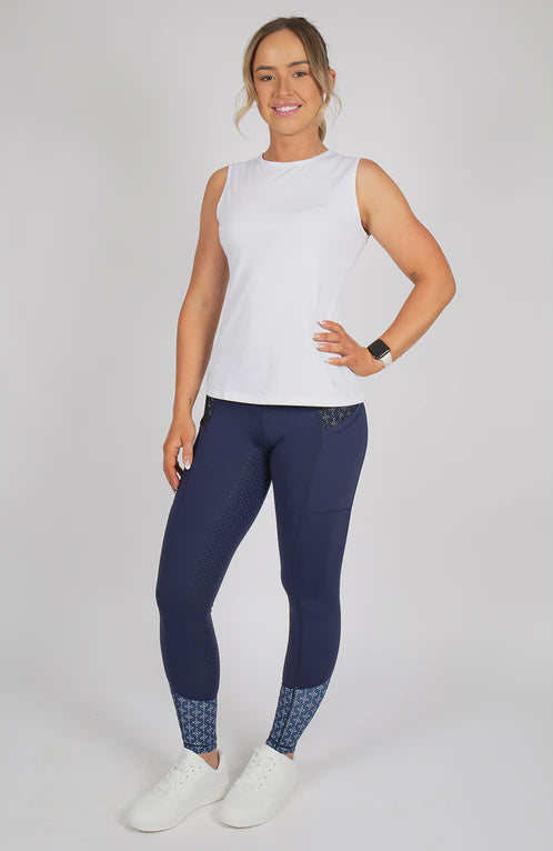 Bare Equestrian Youth Performance Riding Tights - Navy Nomad