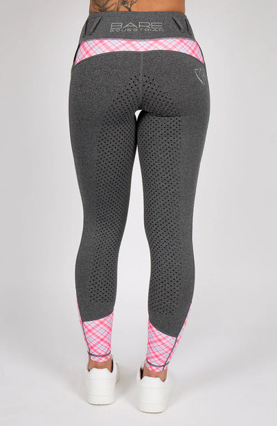Bare Equestrian Youth Performance Riding Tights - Grey Roseberry