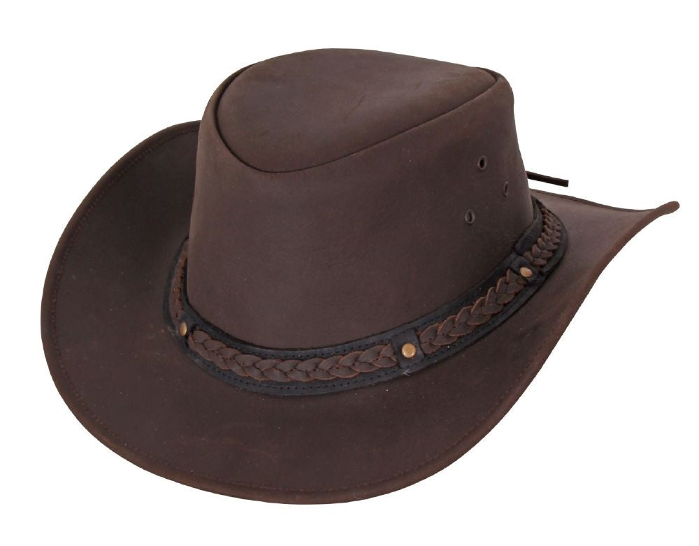 Double Hill Oklahoma Premium Leather Hat - Brown