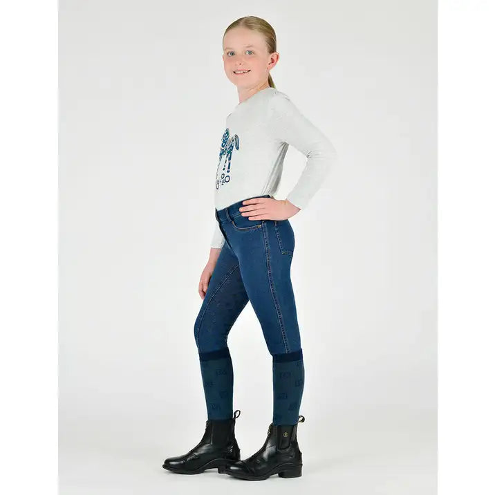 Dublin Kids Shona Denim Full Seat Breeches - Light Blue Denim