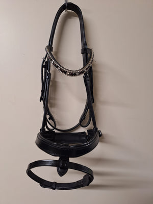 Flexible Fit Damson Bridle with Flat Crank Noseband (Soft Padded reins Included)