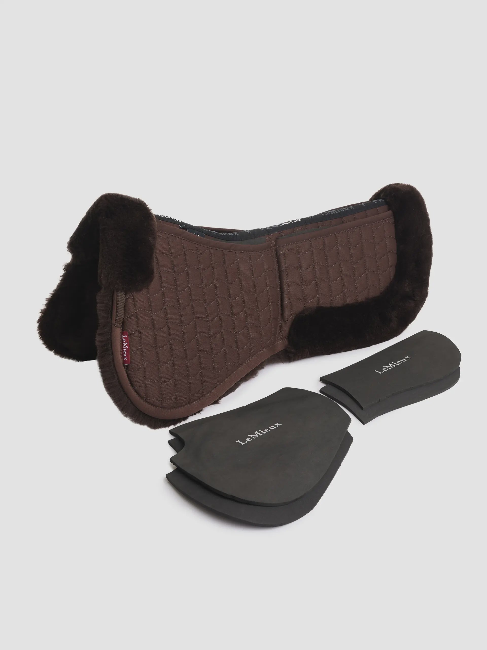 LeMieux Merino+ ProSorb 2 Pocket Half Pad - Brown/Brown