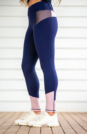 Bare Equestrian Youth Performance Tights - Navy