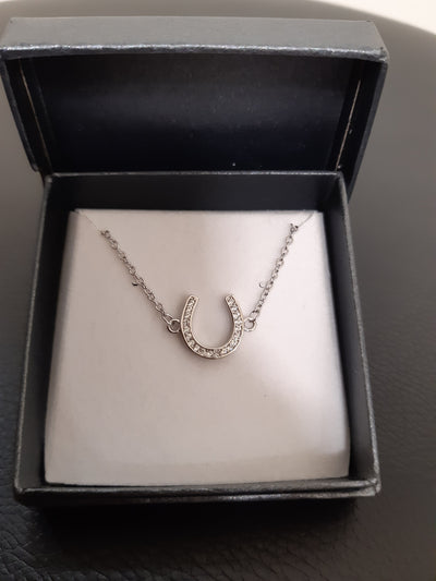 Sterling Silver Bracelet with Crystal Horseshoe Charm