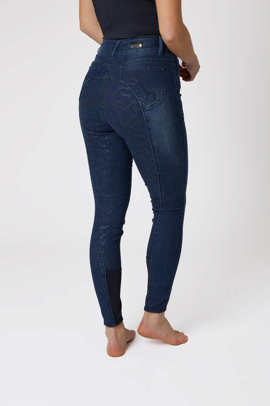 Horze Kaia Denim Silicone Full Seat Breeches with Crystals