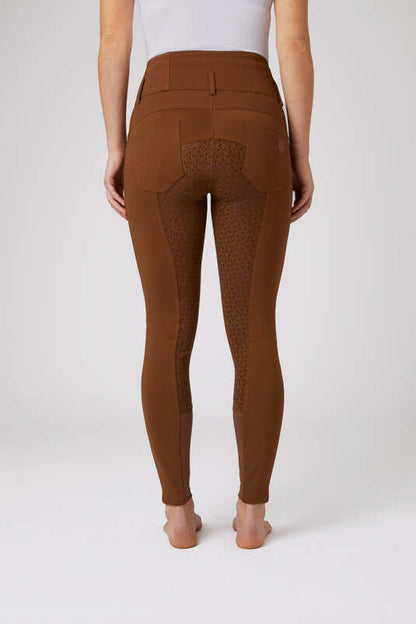 Horze Tara Women's High Waisted Silicone Full Seat Breeches - Bison Dark Brown