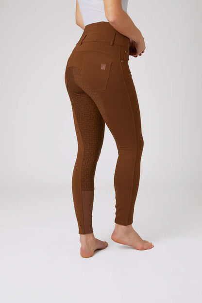 Horze Tara Women's High Waisted Silicone Full Seat Breeches - Bison Dark Brown