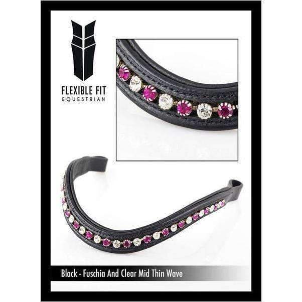 Flexible Fit Wave Browband with Fuchsia & Clear Crystals